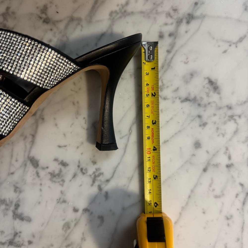 Staud Sonny Rhinestone Sandals Black Multi Strap Slides Heels Size EU 38 8 US - Picture 4 of 11